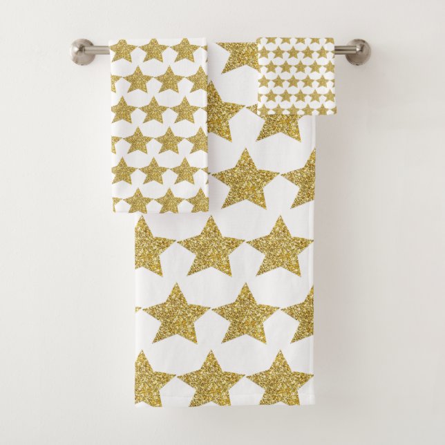 Gold Glitzer Stars Badhandtuch Set (Insitu)