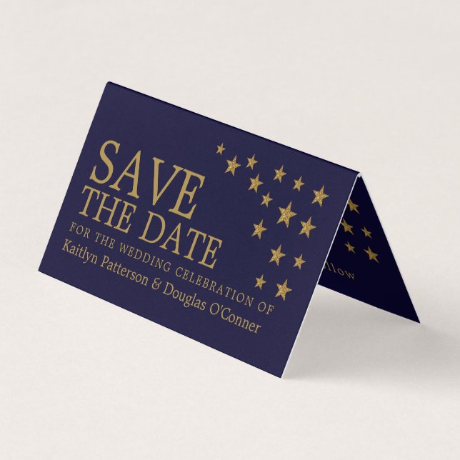 Gold Glitzer Stars Foto Save the Date Card Visitenkarten (Vorderseite)