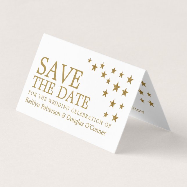Gold Glitzer Stars Foto Save the Date Card Visitenkarten (Vorderseite)