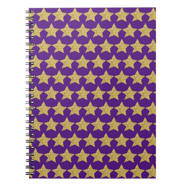 Gold Glitzer Stars für Lila Notebook Notizblock (Vorderseite)