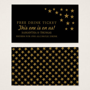 Gold Glitzer Stars Gratis Drink Ticket
