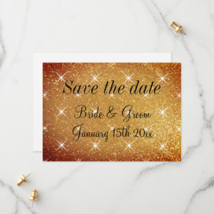 Gold Glitzer Stars Save the Date Hochzeitskarten