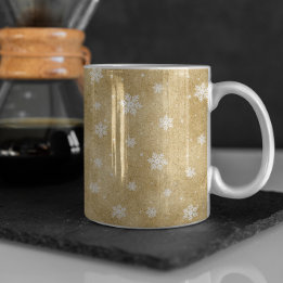 Gold Glitzer Stars Snowflakes Tasse