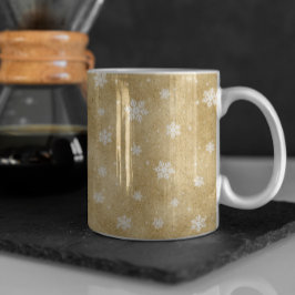 Gold Glitzer Stars Snowflakes Tasse