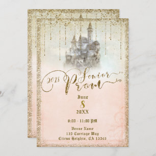 Gold Glitzer Storybook Burg Senior Prom 2018 Einladung