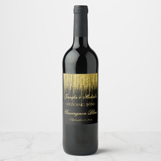 Gold Glitzer Streams Weinlabel Weinetikett (Vorderseite)