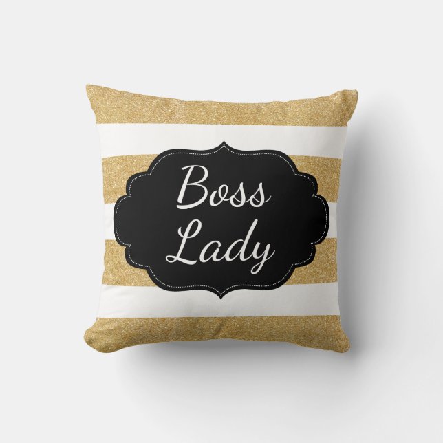 Gold Glitzer | Streifen Kissen (Vorderseite)