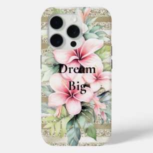 Gold Glitzer Streifen Rosa Hibiskus Blume Case-Mate iPhone Hülle