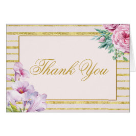 Gold Glitzer Streifen und Blumenkarte Dankeschön K