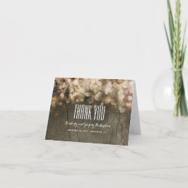 Gold Glitzer String Lights Rustikales Holz Vielen Dankeskarte