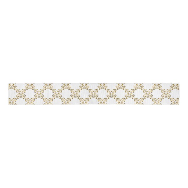 Gold Glitzer Style Hearts Wedding Pattern Ripsband (Vorderseite)