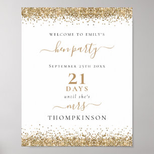 Gold Glitzer-Tage bis Mrs Name Junggesellinnenabsc Poster