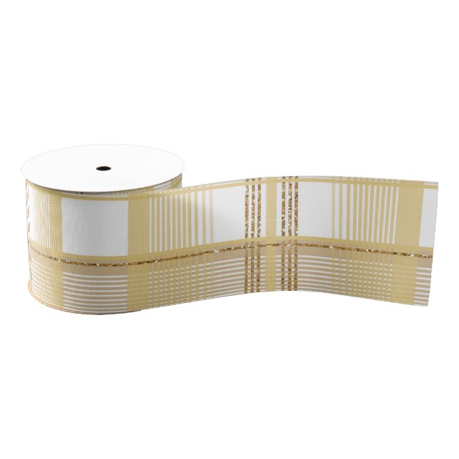 Gold-Glitzer-Tartan  Ripsband (Spule)