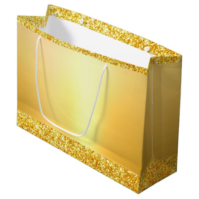 Gold Glitzer Template Elegant Modernes Glamour Große Geschenktüte (Vorderseite Schrägansicht)