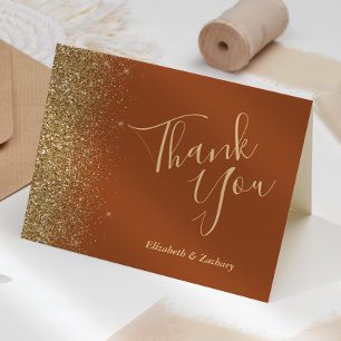 Gold Glitzer Terracotta Wedding Vielen Dank Karte
