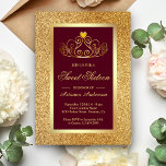 Gold Glitzer Tiara Princess Burgundy 16 . Geburtst Einladung<br><div class="desc">Das elegante 16 . Geburtstag lädt Sie mit einem wunderschönen Tiara auf einem vergoldeten Glitzer-Hintergrund in den Imitaten ein. Fügen Sie einfach Ihre Veranstaltungsdetails zu dieser einfach zu bedienenden Vorlage hinzu,  um sie zu einer einmaligen Einladung zu machen.</div>