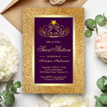 Gold Glitzer Tiara Princess Lila 16 . Geburtstag Einladung<br><div class="desc">Das elegante 16 . Geburtstag lädt Sie mit einem wunderschönen Tiara auf einem vergoldeten Glitzer-Hintergrund in den Imitaten ein. Fügen Sie einfach Ihre Veranstaltungsdetails zu dieser einfach zu bedienenden Vorlage hinzu,  um sie zu einer einmaligen Einladung zu machen.</div>