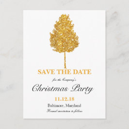 Gold Glitzer Tree Weihnachts-Party Save the Date Ankündigungspostkarte