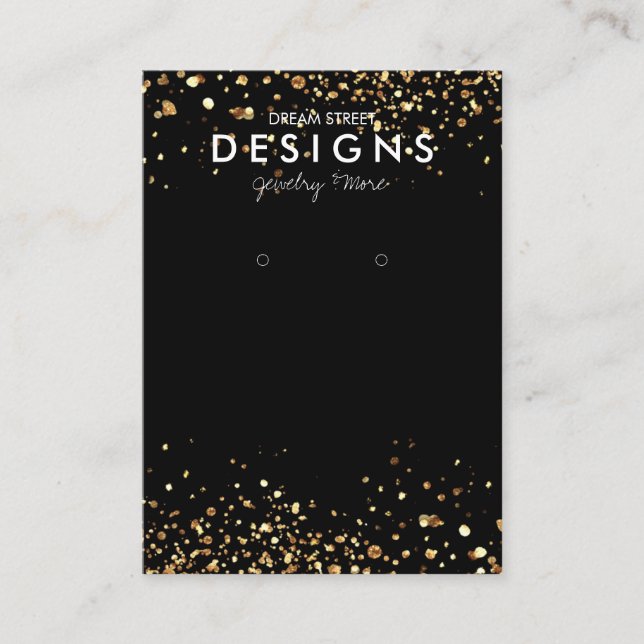 Gold Glitzer Trendy Earring Display Card Visitenkarte (Vorderseite)