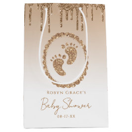 Gold Glitzer Tropfen Baby Showbeutel Mittlere Geschenktüte