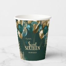 Gold Glitzer Tropfen Balloons Green Sweet 16