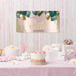 Gold Glitzer Tropfen Balloons Rose Gold Sweet 16 Banner