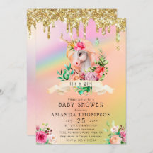 Gold Glitzer Tropfen Eine Girl Unicorn Kinderdusch