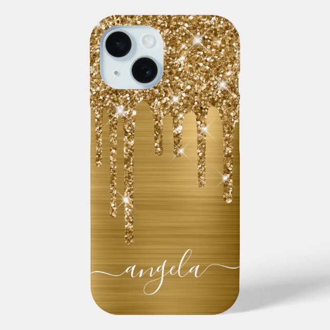 Gold Glitzer Tropfen Glam Girly Signature Case-Mate iPhone Hülle (Rückseite)