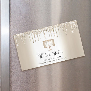Gold Glitzer Tropfen Kuchen Bäckerei Konditorei Ko Magnetische Visitenkarte