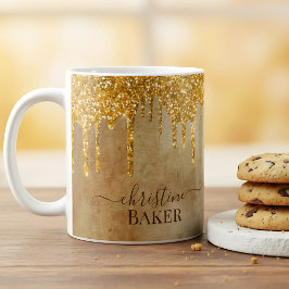 Gold Glitzer Tropfen mit rustikaler Touch Kaffeetasse