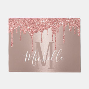 Gold Glitzer Tropfen Monogramm Name der modernen R Fußmatte