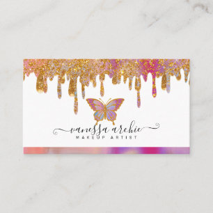 Gold Glitzer Tropfen Rainbow Butterfly Logo Visitenkarte