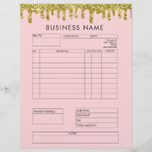 Gold Glitzer Tropfen Rechnungsstellung für Geschäf