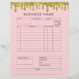 Gold Glitzer Tropfen Rechnungsstellung für Geschäf Briefbogen
