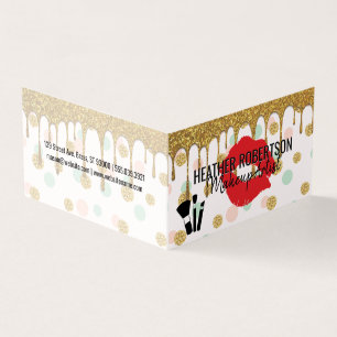 Gold Glitzer Tropfen   Red Kiss   Polka Dot Patter Visitenkarten
