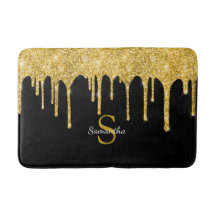 Gold Glitzer Tropfen Sparkle Schwarze Monogramm Na