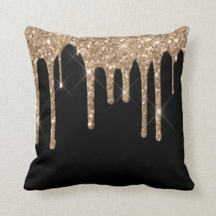 *~* Gold Glitzer Tropfen Tropfen Schwarz Kissen