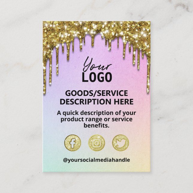 Gold Glitzer Tropfen Wellness-Center Salon Skincar Visitenkarte (Vorderseite)