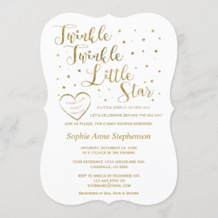Gold Glitzer Twinkle Twinkle Girl Baby Dusche Einladung