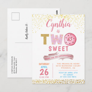 Gold Glitzer Two Sweet Donuts Girl Postkarte