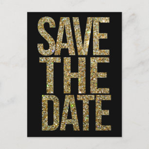 Gold Glitzer Typografie Save the Date Postkarte