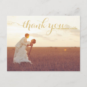 GOLD GLITZER TYPOGRAPHY WEDD DANK IHNEN POSTCARD POSTKARTE