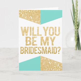 Gold Glitzer und Aquamarin werden Sie meine Brides Einladung