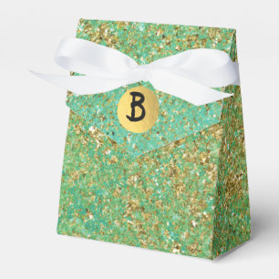 Gold Glitzer und Aquamarines Aqua Glam Monogram Pa Geschenkschachtel