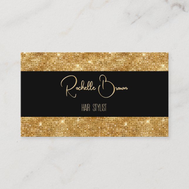 Gold Glitzer und Black Business Card Rabattkarte (Vorderseite)