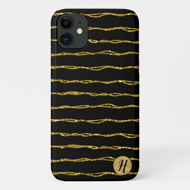 Gold Glitzer und Black Phone Case (Rückseite)
