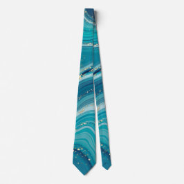 Gold Glitzer und Blauer Marmor Stone Neck Tie Krawatte