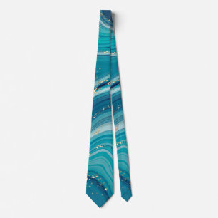 Gold Glitzer und Blauer Marmor Stone Neck Tie Krawatte