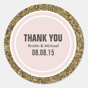 Gold Glitzer und Blush Pink - Logo Runder Aufkleber