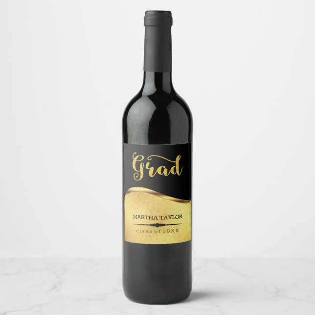 Gold-Glitzer und Damask Weinetikett (Vorderseite)